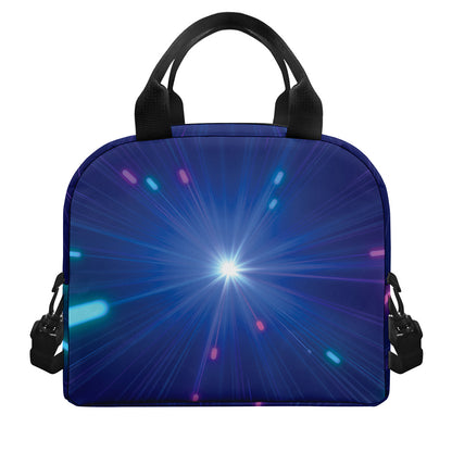 Pink And Teal Lights Speed Print Insulated Lunch Bag