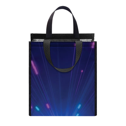 Pink And Teal Lights Speed Print Insulated Lunch Tote