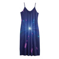 Pink And Teal Lights Speed Print Jersey Midi Cami Dress