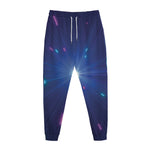 Pink And Teal Lights Speed Print Jogger Pants
