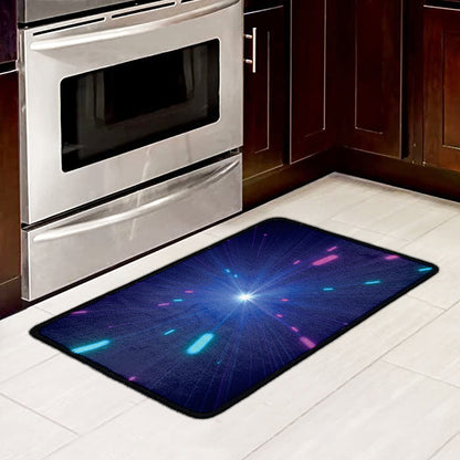Pink And Teal Lights Speed Print Kitchen Mat