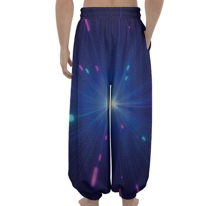 Pink And Teal Lights Speed Print Lantern Pants