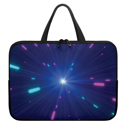 Pink And Teal Lights Speed Print Laptop Sleeve With Handle