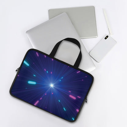 Pink And Teal Lights Speed Print Laptop Sleeve With Handle