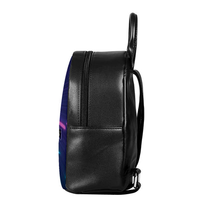 Pink And Teal Lights Speed Print Leather Backpack