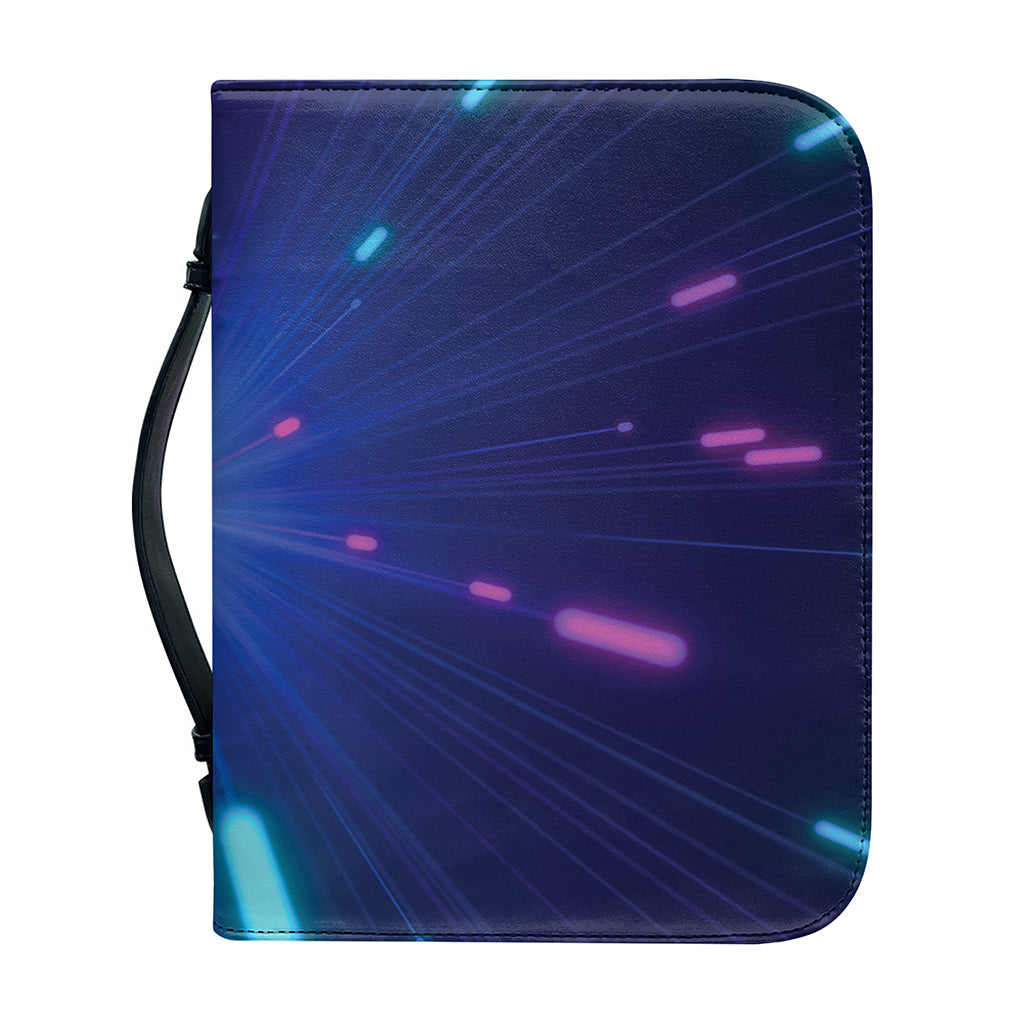 Pink And Teal Lights Speed Print Leather Bible Cover