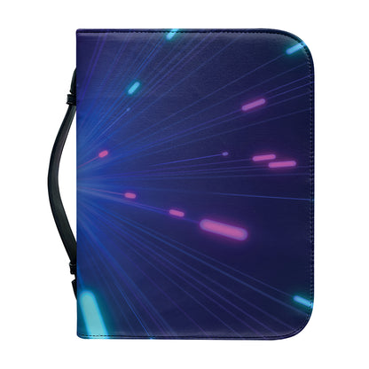 Pink And Teal Lights Speed Print Leather Bible Cover
