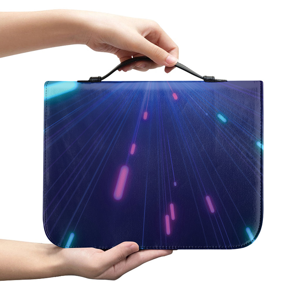 Pink And Teal Lights Speed Print Leather Bible Cover