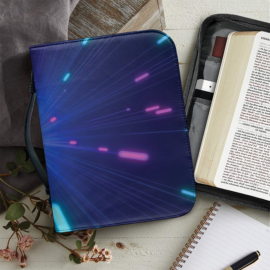 Pink And Teal Lights Speed Print Leather Bible Cover