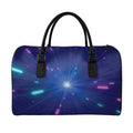 Pink And Teal Lights Speed Print Leather Duffel Bag