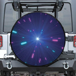 Pink And Teal Lights Speed Print Leather Spare Tire Cover