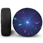 Pink And Teal Lights Speed Print Leather Spare Tire Cover