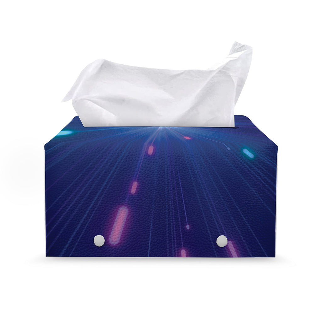 Pink And Teal Lights Speed Print Leather Tissue Box Cover