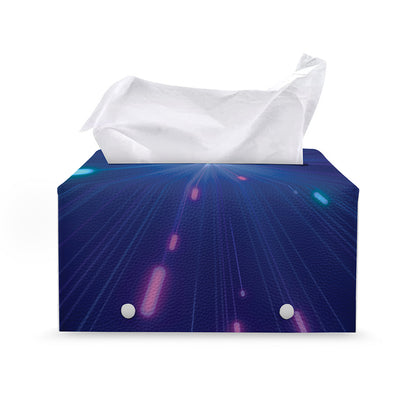 Pink And Teal Lights Speed Print Leather Tissue Box Cover