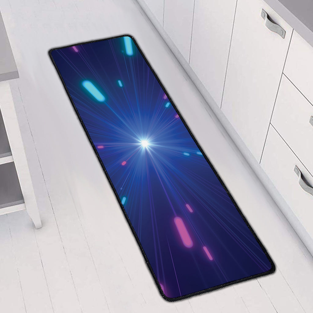 Pink And Teal Lights Speed Print Long Kitchen Mat