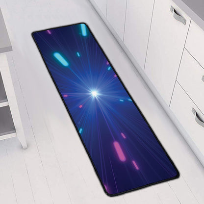 Pink And Teal Lights Speed Print Long Kitchen Mat