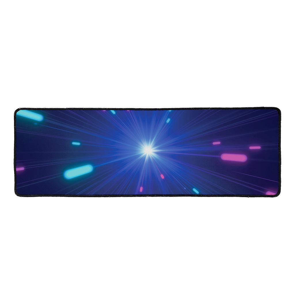 Pink And Teal Lights Speed Print Long Kitchen Mat