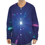 Pink And Teal Lights Speed Print Long Sleeve Baseball Jersey