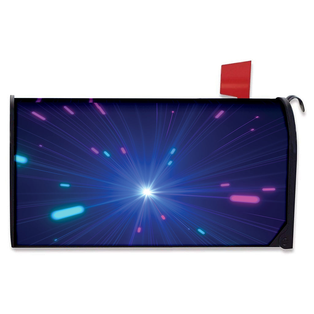 Pink And Teal Lights Speed Print Mailbox Cover