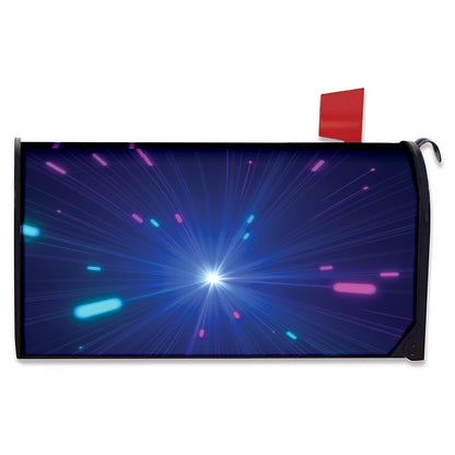 Pink And Teal Lights Speed Print Mailbox Cover