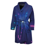Pink And Teal Lights Speed Print Men's Bathrobe
