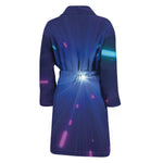 Pink And Teal Lights Speed Print Men's Bathrobe