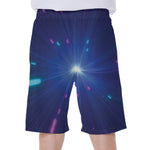 Pink And Teal Lights Speed Print Men's Beach Shorts