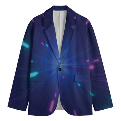 Pink And Teal Lights Speed Print Men's Blazer