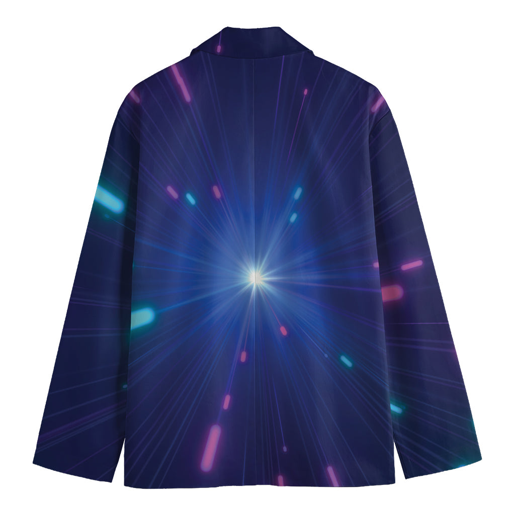 Pink And Teal Lights Speed Print Men's Blazer