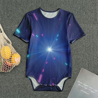 Pink And Teal Lights Speed Print Men's Bodysuit