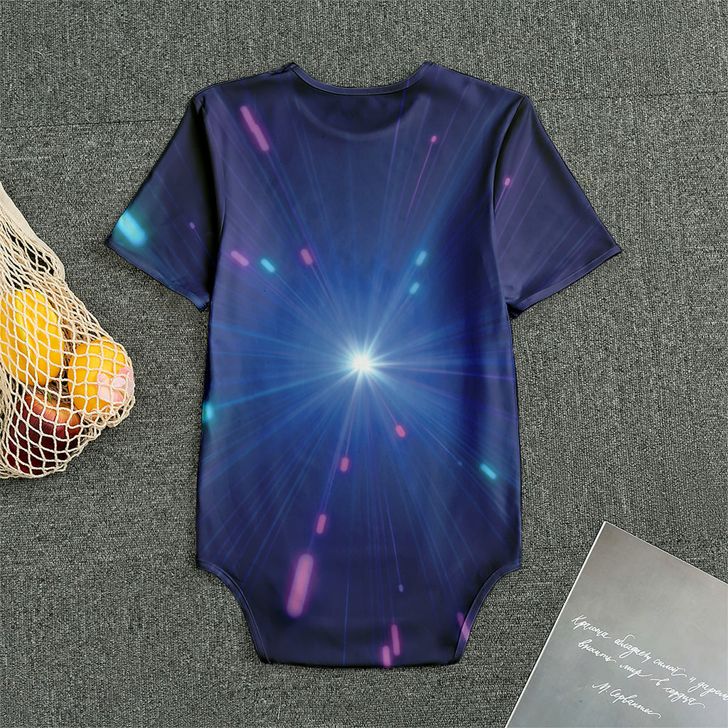 Pink And Teal Lights Speed Print Men's Bodysuit