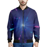 Pink And Teal Lights Speed Print Men's Bomber Jacket