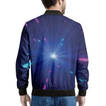 Pink And Teal Lights Speed Print Men's Bomber Jacket