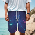 Pink And Teal Lights Speed Print Men's Cargo Shorts
