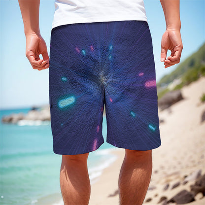 Pink And Teal Lights Speed Print Men's Cargo Shorts