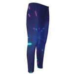 Pink And Teal Lights Speed Print Men's Compression Pants