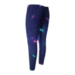 Pink And Teal Lights Speed Print Men's Compression Pants