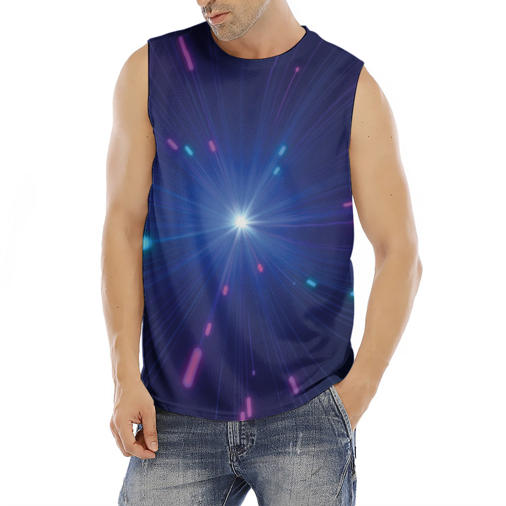 Pink And Teal Lights Speed Print Men's Fitness Tank Top