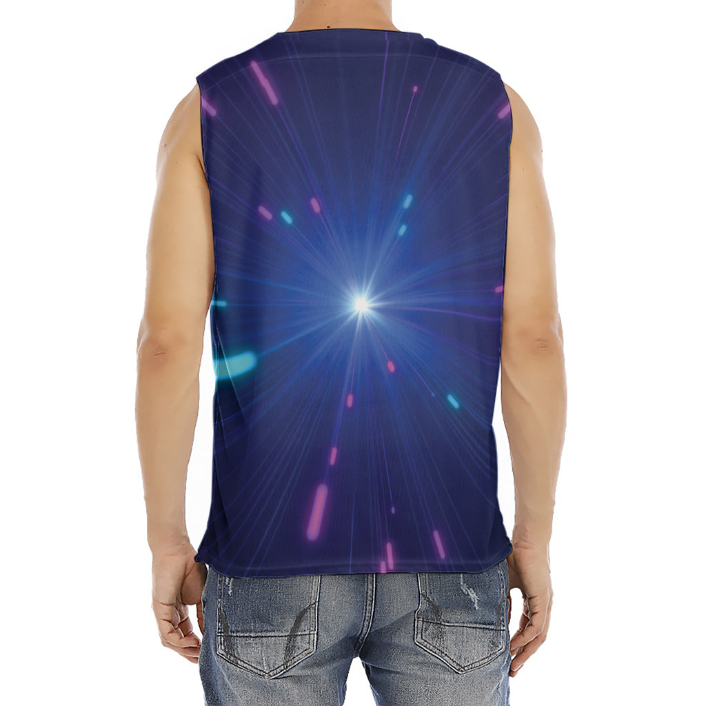 Pink And Teal Lights Speed Print Men's Fitness Tank Top