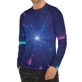 Pink And Teal Lights Speed Print Men's Long Sleeve Rash Guard