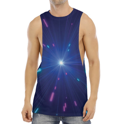 Pink And Teal Lights Speed Print Men's Muscle Tank Top