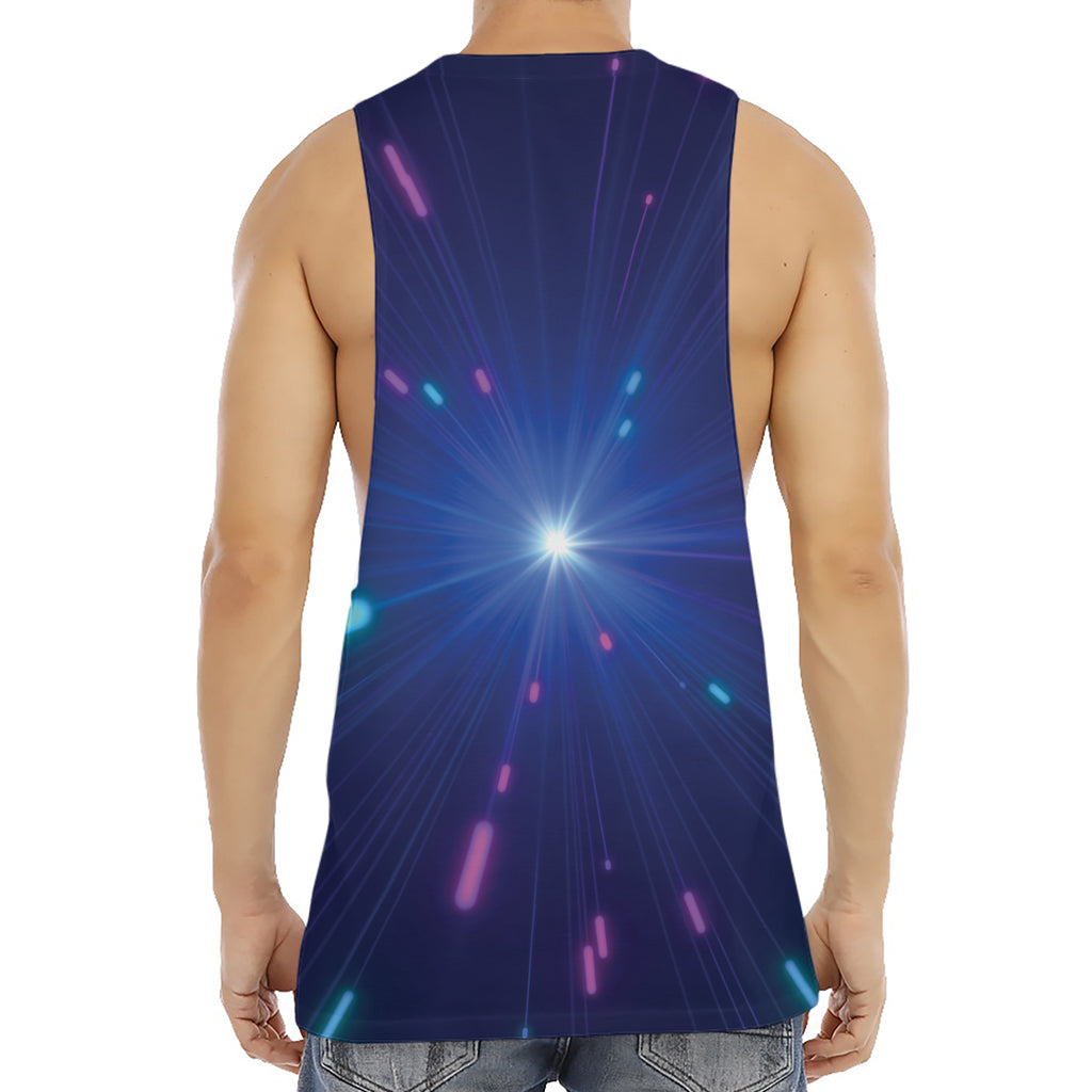 Pink And Teal Lights Speed Print Men's Muscle Tank Top
