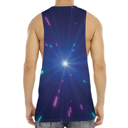 Pink And Teal Lights Speed Print Men's Muscle Tank Top