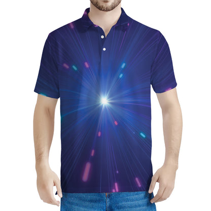 Pink And Teal Lights Speed Print Men's Polo Shirt