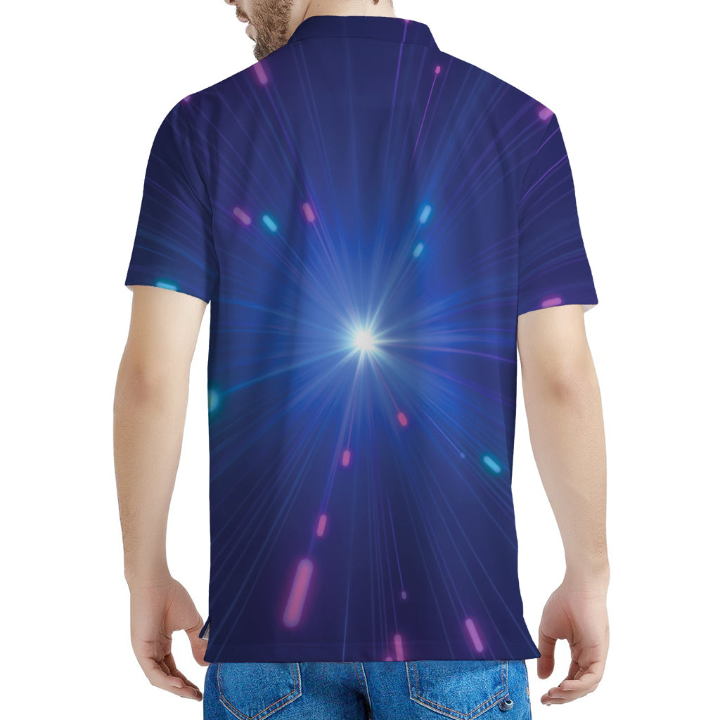 Pink And Teal Lights Speed Print Men's Polo Shirt