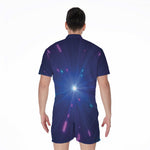 Pink And Teal Lights Speed Print Men's Rompers