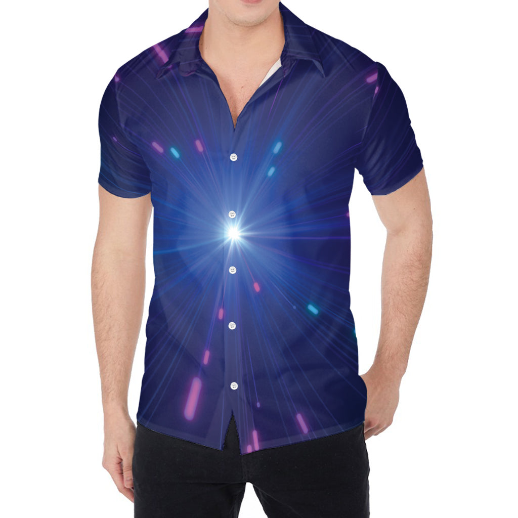 Pink And Teal Lights Speed Print Men's Shirt