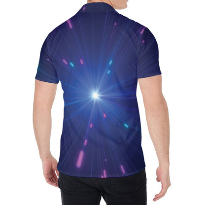 Pink And Teal Lights Speed Print Men's Shirt