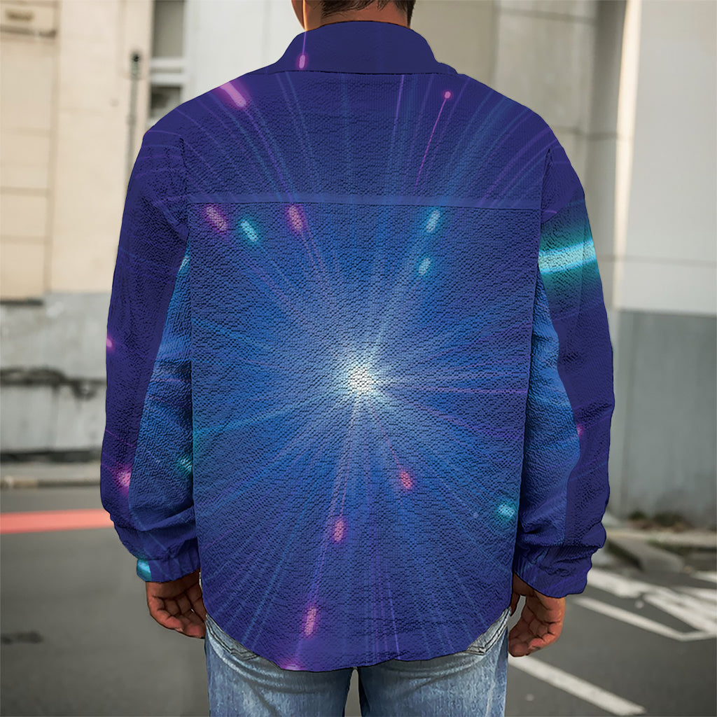 Pink And Teal Lights Speed Print Men's Shirt Jacket