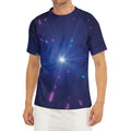 Pink And Teal Lights Speed Print Men's Short Sleeve Rash Guard